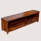 ONIJA Solid Wood SHEESHAM Wood Four Drawer Natural TV Entertainment Unit for Living Room